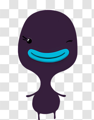 Icon - Purple Cartoon Character With Blue Smile Illustration Transparent PNG