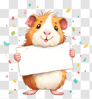 Guinea Pig Holding Blank Banner - Cute Guinea Pig Holding Sign Transparent PNG