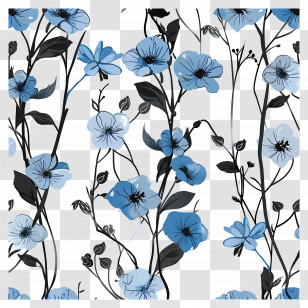 Blue Flowers - Blue Floral Pattern Transparent PNG