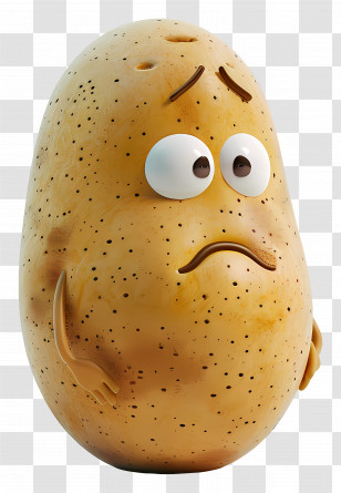 Cartoon Potato - Worried Potato Cartoon Character Transparent PNG