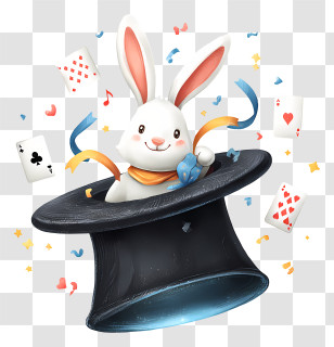 Magic Hat And Rabbit Surprise - Magic Rabbit Popping From Hat Transparent PNG