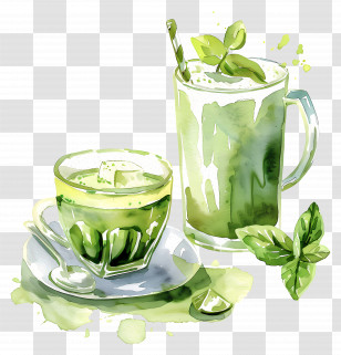 Matcha Drink - Refreshing Green Tea With Mint Transparent PNG