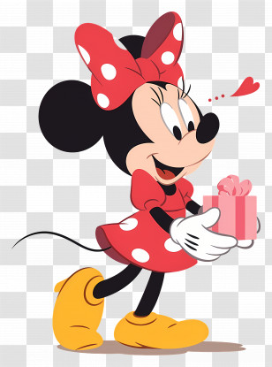 Minnie Mouse - Cartoon Character Holding Gift Box Transparent PNG