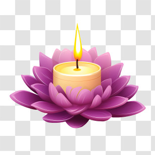 Candle Lotus Flower - Candle In Lotus Flower Design Transparent PNG