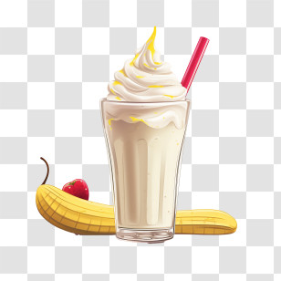 Banana Milkshake
 - Banana Milkshake With Cream Topping Transparent PNG
