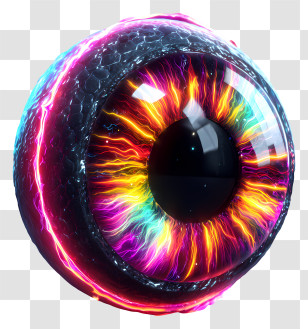 Psychedelic Color - Neon Electric Cyber Eye Orb Transparent PNG