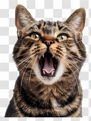 Kitten Emoji - Yawning Tabby Cat Illustration Transparent PNG