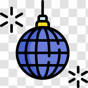Mirror Ball - Vibrant Blue Disco Ball Illustration Transparent PNG