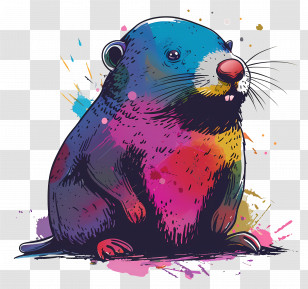 Mole - Colorful Mole Illustration With Vibrant Splashes Transparent PNG