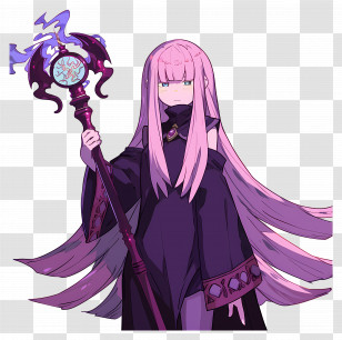 Ryuzu Meyer - Pink Haired Mage With Staff Transparent PNG