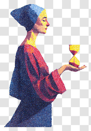 Woman Holding Hourglass - Artistic Woman Holding Hourglass Transparent PNG
