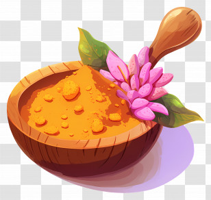 Turmeric Powder - Turmeric Powder In Wooden Bowl Illustration Transparent PNG