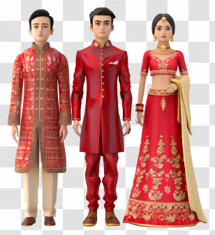 Indian Formal Wear - Group In Traditional Red Outfits Transparent PNG