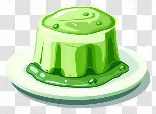 Gelatin Dessert - Fresh Green Jelly Dessert Illustration On A Plate Transparent PNG