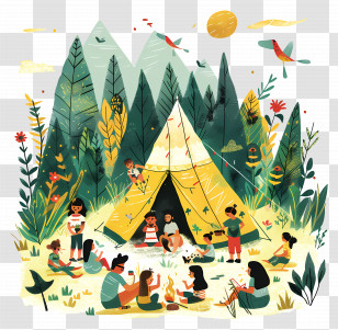 Summer Camp - Group Camping In Nature Transparent PNG