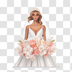Wedding Dress
 - Bride With Wedding Bouquet Transparent PNG