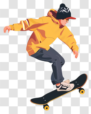 Teenager Riding Skateboard - Skateboarder In Action Illustration Transparent PNG