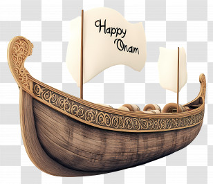 Happy Onam - Traditional Onam Boat With Happy Onam Message Transparent PNG