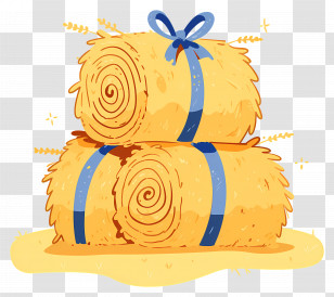 Hay Bale - Hay Bales Illustration With Blue Ribbons For Farm Scenes Transparent PNG