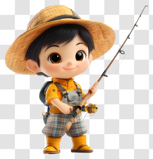 Baby Fishman - Child With Fishing Rod Illustration Transparent PNG