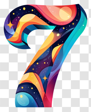 Number 7 - Colorful Artistic Number 7 Transparent PNG