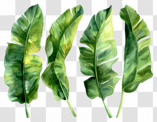 Banana Leaves - Tropical Green Banana Leaves Illustration Transparent PNG