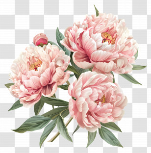 Light Pink Peonies - Pink Peony Flowers In Bloom Transparent PNG