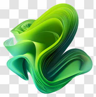 Gradient Green Shape - Abstract Green Paper Swirl Design Transparent PNG