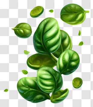 Vegetable Floating - Green Leaves With Dew Drops Transparent PNG