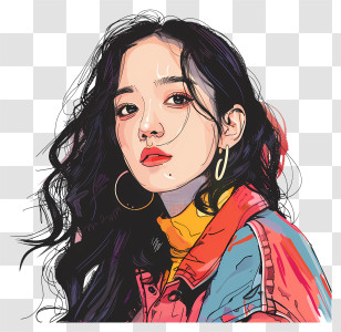 Jisoo - Stylized Female Cartoon Portrait In Bright Colors Transparent PNG