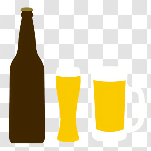 Beer Glasses - Beer Bottle And Glasses Transparent PNG