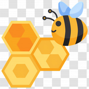 Honey Bee - Bee And Honeycomb Cartoon Illustration Transparent PNG