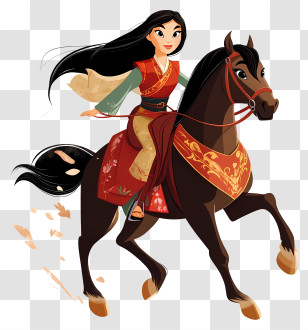 Princess Mulan - Heroic Rider On Galloping Horse Transparent PNG