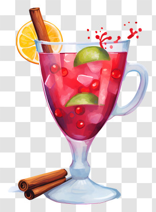 Red Drink - Fruit Punch With Garnishes Illustration Transparent PNG