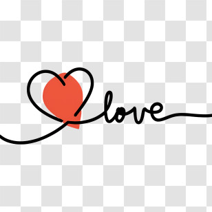Love - Love Text With Heart Design Transparent PNG