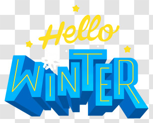 Winter Theme - Hello Winter Text Design In Festive Colors Transparent PNG