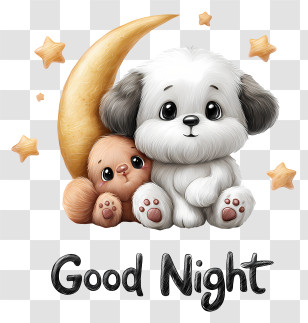 Cute Good Night - Cute Dogs With Moon And Stars Transparent PNG