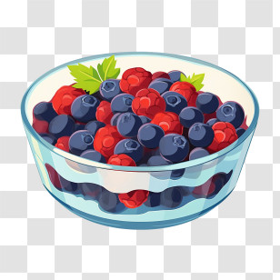 Fruit Salad - Glass Bowl Filled With Fresh Berries Transparent PNG
