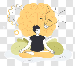 Mind Body Connection - Person Meditating With Brain And Idea Transparent PNG