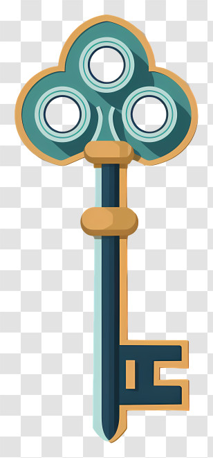 Key - Blue And Gold Key With Circular Design Transparent PNG
