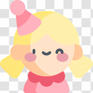Baby Girl - Cartoon Girl With Party Hat Transparent PNG