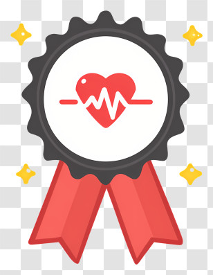 Red Ribbon Badge - Heart Health Award Badge Icon Transparent PNG