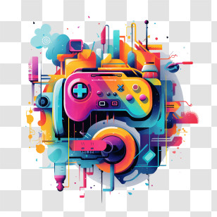 Video Games Day - Colorful Gaming Setup Art Transparent PNG