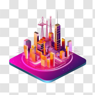 Wireless Network
 - 3D Isometric Cityscape Illustration With Skyscrapers Transparent PNG