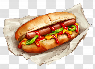 Hot Dog With Toppings - Hot Dog With Tasty Toppings Transparent PNG