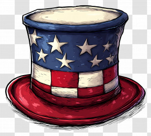 Uncle Sam Hat - American Flag Top Hat For Patriotic Celebrations Transparent PNG