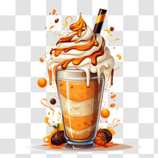 Halloween Milkshake - Delicious Caramel Milkshake With Whipped Cream Transparent PNG