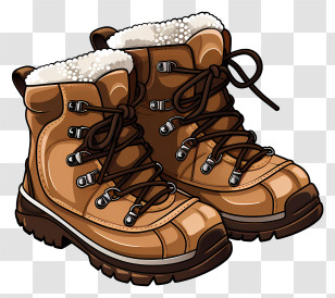 Winter Boots - Sturdy Brown Hiking Boots Transparent PNG