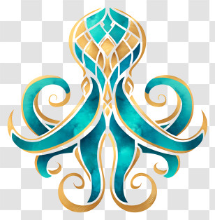Octopus Logo - Teal Ornamental Octopus Transparent PNG