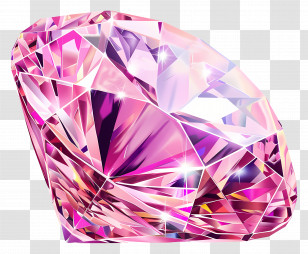Pink Diamond - Pink Faceted Diamond Transparent PNG